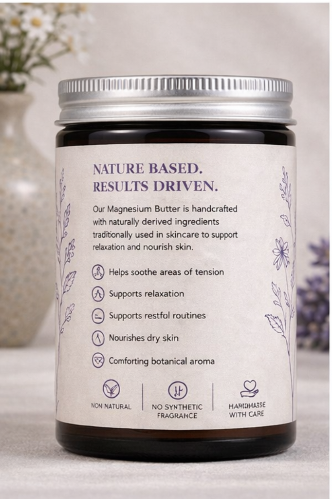 The Wild Remedy Magnesium Butter jar, bottom left detail