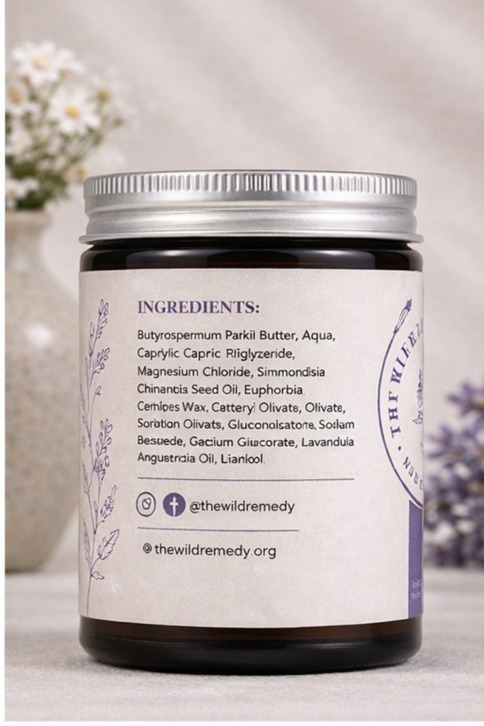 The Wild Remedy Magnesium Butter jar, top right detail